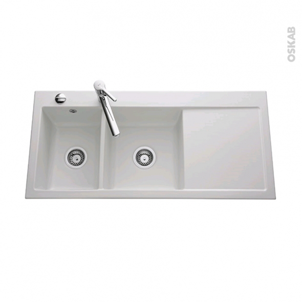 Evier blanc 2 bacs