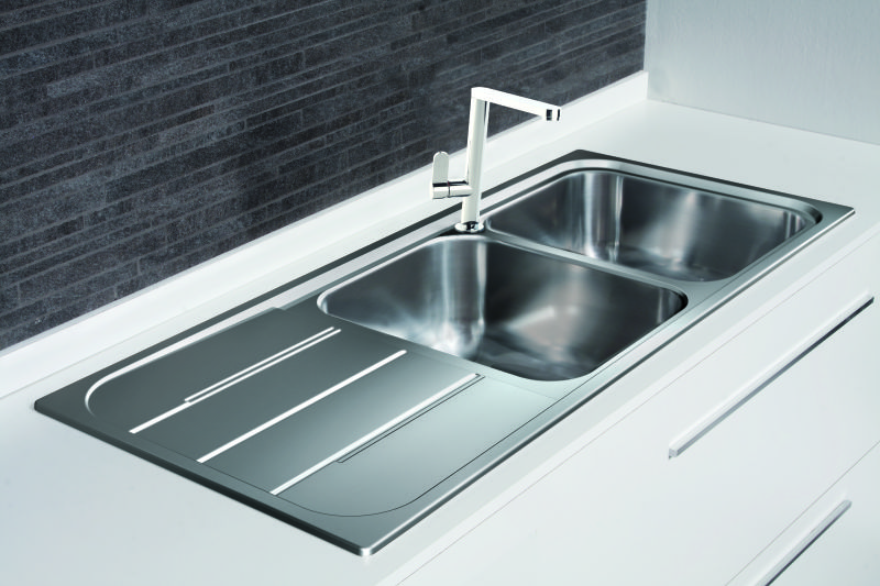 Evier inox nid d'abeille 2 bacs