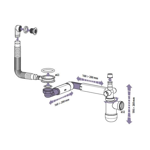 Joints siphon evier