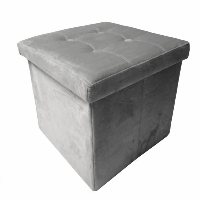 Tabouret Coffre De Rangement Pliable Bouchara – Noir Capitonné, Avec Roulettes – état Correct