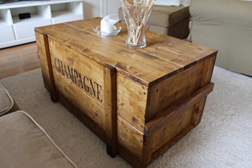 Coffre Table Basse Bois Massif – Uncle Joe’s – Vintage 80x55 Cm – Neuf Assemblé